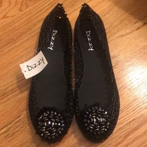 Black Dizzy Jelly Ballet Flats